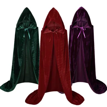 Yetişkin Cadılar Bayramı Hokus Pokus Cadı Mary Sarah Winifred Kadife Pelerin Pelerin Cosplay Vampir Film Sanderson Sisters Kostüm Ceket