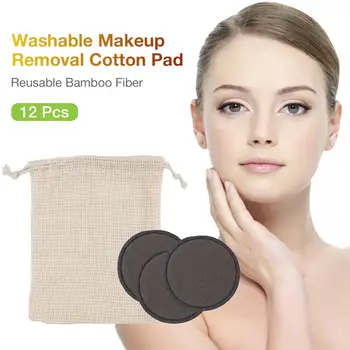12 Adet / torba Kullanımlık Bambu temizleme pedleri Fiber Yıkanabilir Yuvarlar Pedleri Makyaj temizleme mendilleri Yüz Temizleme bezi Tüm Cilt Tipleri için