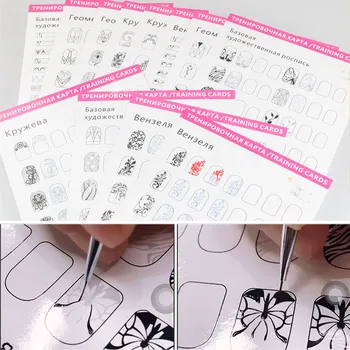 Tırnak Sanat Hatları Pratik Kağıt Çizim Boyama Şablon öğrenme kitabı Manikür Salon Araçları UV Jel Lehçe Kılavuzu Çivi Aksesuarları