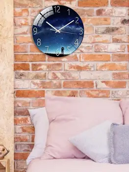 Cam duvar saati Modern Tasarım Temperli Cam duvar saati s peyzaj ışığı Renkli Saat Ev yatak odası dekoru Hediye