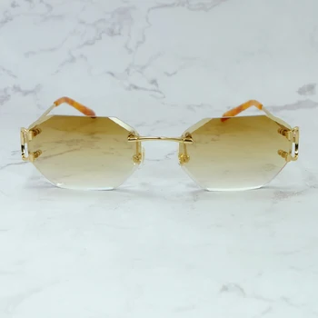 Lüks Çerçevesiz Güneş Gözlüğü Erkekler Moda Vintage Kadınlar güneş gözlüğü Elmas Kesim Tel C Tasarımcı Güneş Shades Retro Shades Gözlük