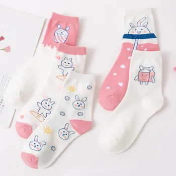 Japon Kadın Sevimli Karikatür Pamuk Çorap Sonbahar ve Kış Yeni Kız Tavşan Kolej Tarzı Kawaii Harajuku Tüp Çorap