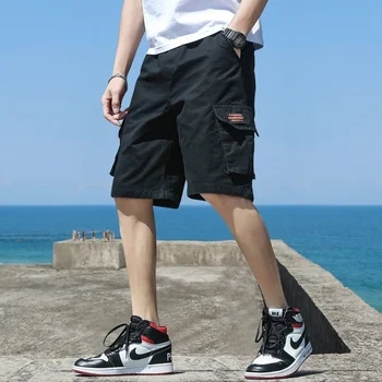 Wakamono Kargo Şort erkek Şort Yaz Pamuk Şort Erkekler Streetwear Spor Erkek Şort Koşu Lokomotif Tarzı Pantalones