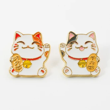 Şanslı Yeni Maneki Neko Şanslı Kedi Broş Pins Emaye Metal Rozetleri Yaka Pin Broş Ceketler Kot moda takı Aksesuarları