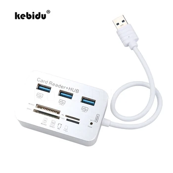 kebidu Mini USB 3.0 Çoklu Hub + kart okuyucu COMBO yüksek hızlı USB Hub ile MS / SD / M2 / TF kart okuyucu 3 Port USB Splitter Laptop için