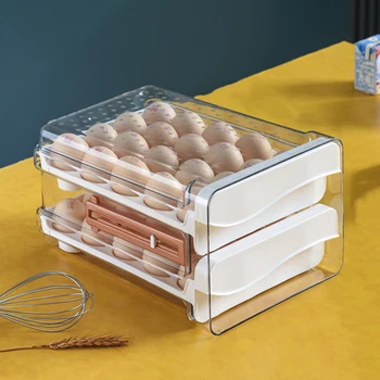 Buzdolabı Saklama Kutusu Çift Katmanlı Sepet Büyük Kapasiteli Yumurta Meyve Tutucu Kırpma Asılı Çekmece Ev Organizatör Kitche