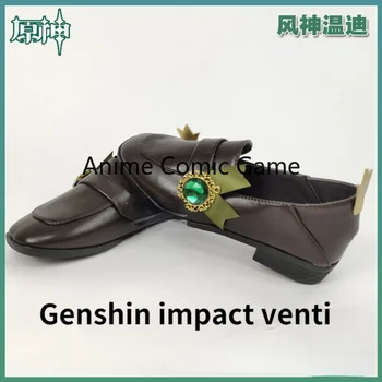 Anime Oyunu Genshin Darbe Havalandırma Cosplay ayakkabı Botları Çorap Oyunu Havalandırma Yeşil deri ayakkabı Çünkü Sahne Sahne Cadılar Bayramı Cosplay Ayakkabı