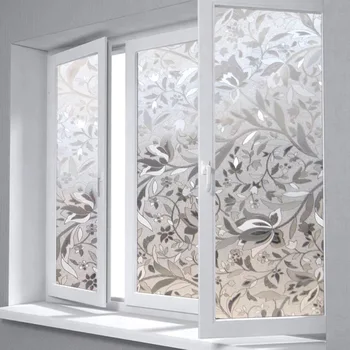 Elektrostatik 3D Gizlilik cam filmi Lale Çiçek Buzlu Dekoratif Kendinden Yapışkanlı filmler cam çıkartması Opak Lekeli 35X100 cm