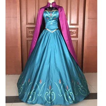 Film Buz Kar Kraliçesi Elsa Cosplay Kostüm Yetişkin Kadın Elbise Pelerin Fantezi Cadılar Bayramı Partisi Kıyafeti Custom Made Boyutu