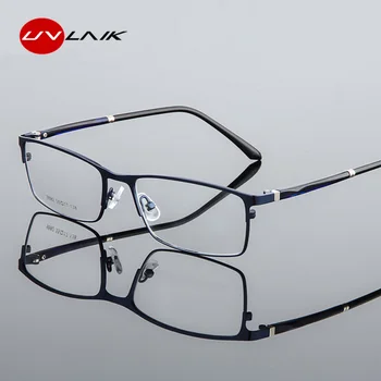 UVLAIK Moda Yeni Çelik Alaşımlı Gözlük Çerçevesi Erkekler 2021 İş Rahat Metal Miyopi Optik Gözlük çerçevesi Şeffaf Lens