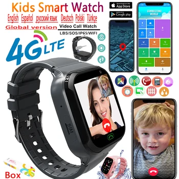 Çocuklar akıllı saat Kız Erkek Tam Dokunmatik Görüntülü Görüşme WİFİ 4G Telefon İzle SOS Kamera Konumu çocuk takip cihazı akıllı saat Kutusu Hediye