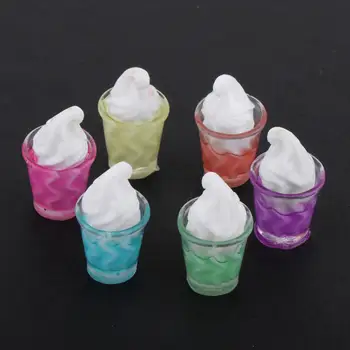 6 adet 1/12 Minyatür Dollhouse Dondurma Modeli dondurma Mini Oyna Pretend bebek maması Oyuncak Aksesuarları