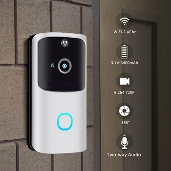 WiFi Kablosuz Video Kapı Zili İki Yönlü Konuşma Akıllı PIR kapı zili Güvenlik Kamera Gece Görüş Açık Su Geçirmez IP Ev Monitör
