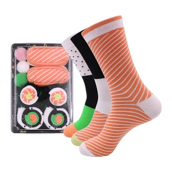 3 Pairs Suşi Çorap Kadın Çorap Kişiselleştirilmiş Tasarım Noel Seti Hediye Kutusu Çorap Mutlu Harajuku Paten Pamuk Sokken Mutlu Hediye