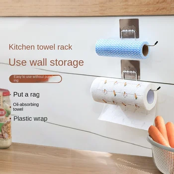 Mutfak Doku Rafı Punch-Ücretsiz Bez Rulo Kağıt Depolama Rafı Demir Kanca Plastik Wrap Depolama Raf Organizatör Mutfak Sevimli Raflar