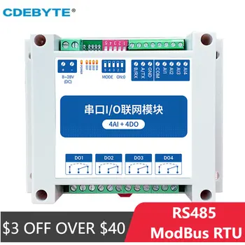 RS485 ModBus RTU I / O Ağ Modülleri Seri Port ile CDEBYTE MA01-XACX0440 PLC 4AI + ADO 4 Anahtar Çıkışı Watchdog