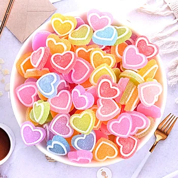 10 adet Reçine Buzlu Aşk Kalp Şeker Dekorasyon El Sanatları Flatback Cabochon Bezemeler Scrapbooking İçin Kawaii Dıy Aksesuarları