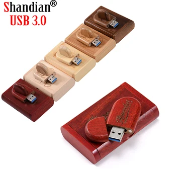 SHANDIAN Ücretsiz özel logo USB 3.0 Yüksek hızlı ahşap usb + hediye Kutusu kalem sürücü 64GB 16GB 32GB usb flash sürücü pendrive