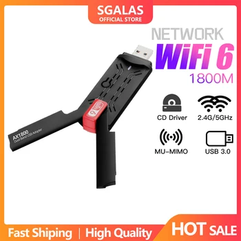 1800 Mbps WiFi 6 USB 3.0 Adaptörü RTL8832AU 802.11 ax Çift Bant 2.4 GHz/5 GHz Destek OFDMA WPA3 Kablosuz Ağ Kartı İçin PC / Dizüstü