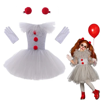 Gri Palyaço Tutu Elbise Kız Çocuklar Karnaval Cadılar Bayramı Cosplay Kostüm Joker Cosplay Tül Kıyafet Çocuk fantezi parti elbisesi Up