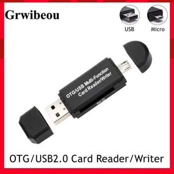 Grwıbeou 2 in 1 OTG/USB2.0 Çok Fonksiyonlu kart okuyucu/Yazıcı İçin USB Mikro SD Adaptörü Flash Sürücü Akıllı Bellek kart okuyucu
