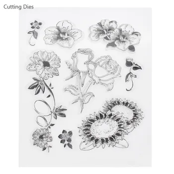 2019 Gül Çiçek Ayçiçeği Şeffaf Silikon Şeffaf Damga Dıy Scrapbooking Albümü Dekoratif Lastik Damga Kırtasiye Zanaat