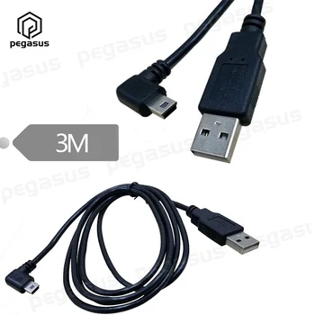 3 Metre USB Mini 5 Pin sol açı erkek USB 2.0 A erkek Tak kablosu dijital fotoğraf makineleri için