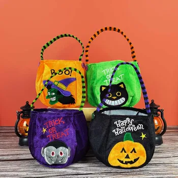 1 Adet Şeker Çanta Kabak Kedi Cadı Trick Or Treat Mektubu Baskı Çocuk hediye çantası Masquerade Cadılar Bayramı Temalı Parti Tatlı Dekor
