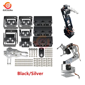 DIY Manipülatör ROT3U 6DOF Alüminyum Robot Kol Mekanik Robotik Kelepçe Pençe Montaj kiti Arduino için Siyah / Gümüş