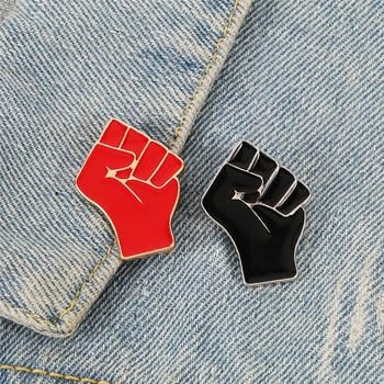 Kırmızı Siyah Yumruklar Broş Yükseltilmiş Yumruk Dayanışma Emaye Pimleri Sırt Çantası Elbise Yaka Pin Rozeti Siyah Lives Matter Takı Hediyeler
