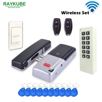 RAYKUBE Yeni Kablosuz 433 MHz Erişim Kontrol Kiti Kablosuz Elektrikli Kapı Kilidi RFID Tuş Takımı Uzaktan Kumanda Çıkış Düğmesi