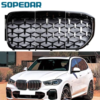 SOPEDAR Araba Elmas BMW için Ön Tampon ızgarası X5 G05 2018 2019 2020 Elmas Hood Böbrek Izgara Yarış Izgaraları Yedek parçalar