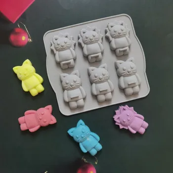 6-Cavity Silikon Kek pişirme kalıpları Tatlı Mousse Yeni Dekorasyon Kalıpları 3D Ayı Aslan kedi Şekli Çikolata Bakeware Aracı