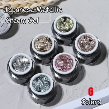 Vendeenı Japon Metalik Krem Jel Oje UV Kapalı Islatın Glitter Platin Jel Vernik Boyama Tırnak Sanat Jel Cila 6 renkler