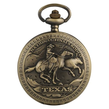 Retro Bronz ABD Texas Ulusal Finalleri Rodeo Kuvars cep saati Zincir Kolye Kolye İzle Saat Hediyeler Erkekler Kadınlar için 2022