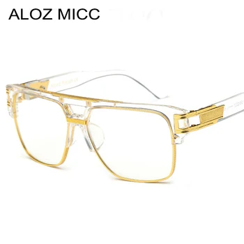 ALOZ MICC Marka Moda Kadın Gözlük Çerçeve Vintage Erkekler Boy Şeffaf Lens Gözlük Erkek Gözlük Çerçeveleri Asetat Gözlük Q15