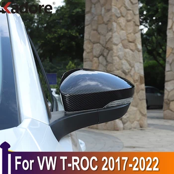 Volkswagen VW T-ROC TROC 2017 2018-2021 2022 Karbon Fiber Krom Dikiz Yan Kapı Ayna Kapakları Kapak Trim Araba Aksesuarları