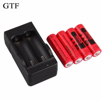 GTF 4 adet 14500 2800mAh 3.7 V lityum iyon batarya İçin el feneri oyuncak kırmızı / sarı / mavi renk piller + 14500 Li - ion şarj cihazı