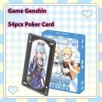 Oyun Genshin Darbe 54 Adet Anime Oyun Kartı Cosplay Qiqi Klee Xiao Havalandırma oyun kartı Poker Kartı Dekompresyon Sevinç