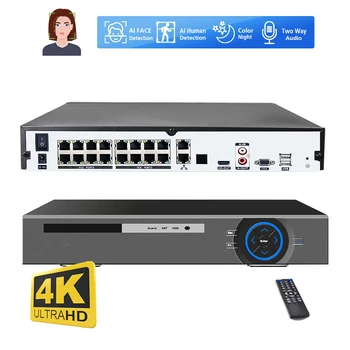 Xmeye H. 265 16 Kanal 4K POE NVR 8MP Aı Yüz Tanıma Aı İnsan Ağ Video Kaydedici Güvenlik IP Kamera Sistemi HDMI