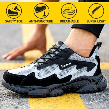 Konfor Ayakkabı Yeni Erkek Güvenlik Botları Çelik Ayak İş Sneakers Nefes Kauçuk Taban Delinmez Yıkılmaz koruyucu ayakkabı
