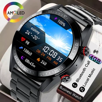 Akıllı saat Erkekler AMOLED Smartwatch Spor 4GB Yerel Müzik Çağrı TWS Kulaklık Spor Saatler Su Geçirmez Android ıos Pedometre