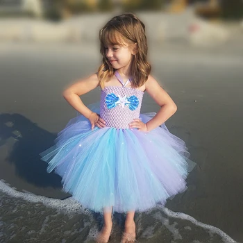 Prenses Mermaid Kostüm Kızlar Tül Tutu Elbise İnci Küçük Kızlar doğum günü hediyesi Çocuklar Parti Elbiseler Noel Karnaval