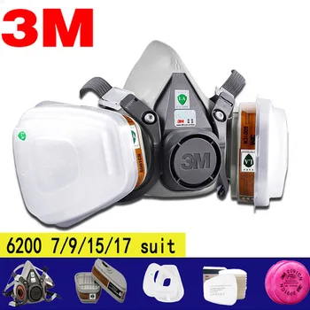 3 M 6200 Gaz Maskesi kimyasal respiratörü Koruyucu Maske Yarım Yüz Maskesi Endüstriyel Boya Sprey Anti Organik Buhar 6001/2091 Filtre