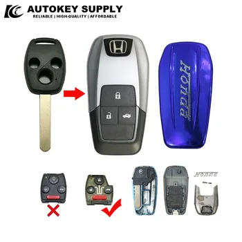 Honda Modifiye Katlanır Anahtar Kabuk 3 Düğmeler Logo İle (Mavi) Otomatik Tedarik AKHDF314