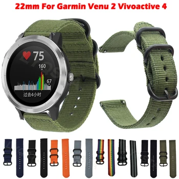 22mm Watchband Kayışı Garmin Venu 2 / Aktif / Vivoactive 4 / Öncüsü 745 Tuval Naylon Akıllı Bant Aksesuarları Bilezik Correa