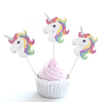 1 Takım Unicorn Parti Cupcake Topper Mutlu Doğum Günü Partisi için Bebek Duş Çocuk Parti Dekor Çocuklar Kek Dekorasyon Malzemeleri