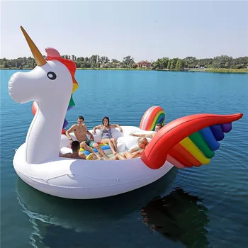Şişme Büyük Unicorn Yüzen Satır Yüzen Yatak Pedi PVC şişme bot Montaj Su Yüzen Ada Dayanıklı 6 Kişi