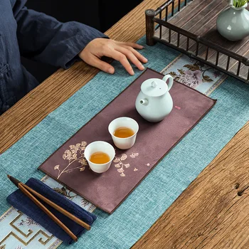 Çin tarzı boyalı kurulama bezi kuru çay mat zen iki taraflı iki renkli kalınlaşmış su emici yüksek dereceli pot havlu çay bezi