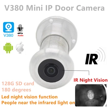1080P Bulut depolama TF Kart gece IR WİFİ Ses Kapı Göz Deliği Geniş Açı Ağ Mini Peephole wifi Kapı IP Kamera P2P V380 pro